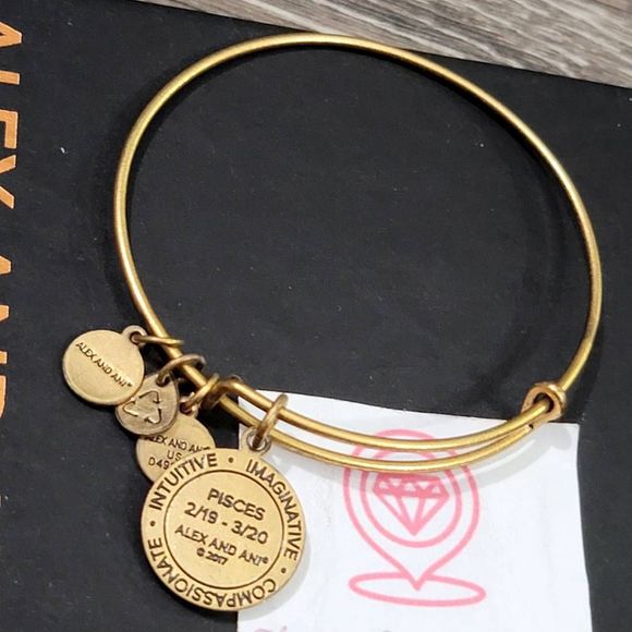 Alex and Ani Pisces Charm Bangle - Rafaelian Gold Finish - Picture 3 of 3